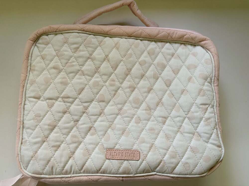 Altar'd State Quilted Travel Toiletry Organizer Bag with Bow Detail New